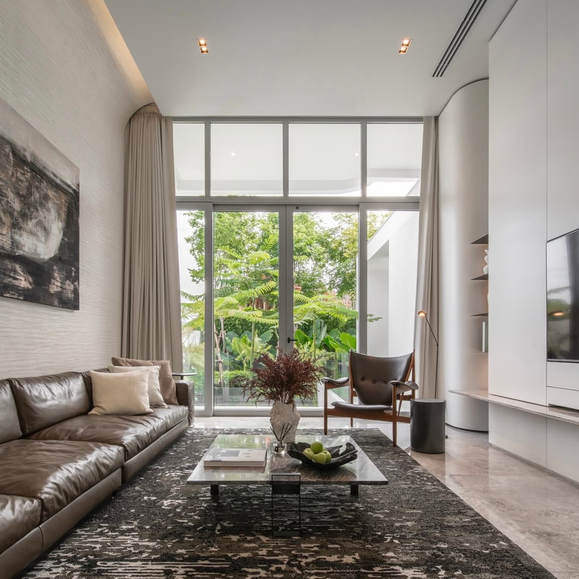 Sofa with abstract art