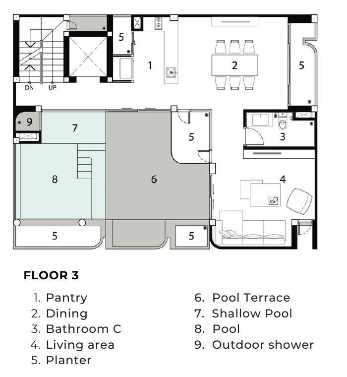 ชั้นสระและพื้นที่ครอบครัว - แบบมีสระส่วนตัว แปลน ARQ10 M-House