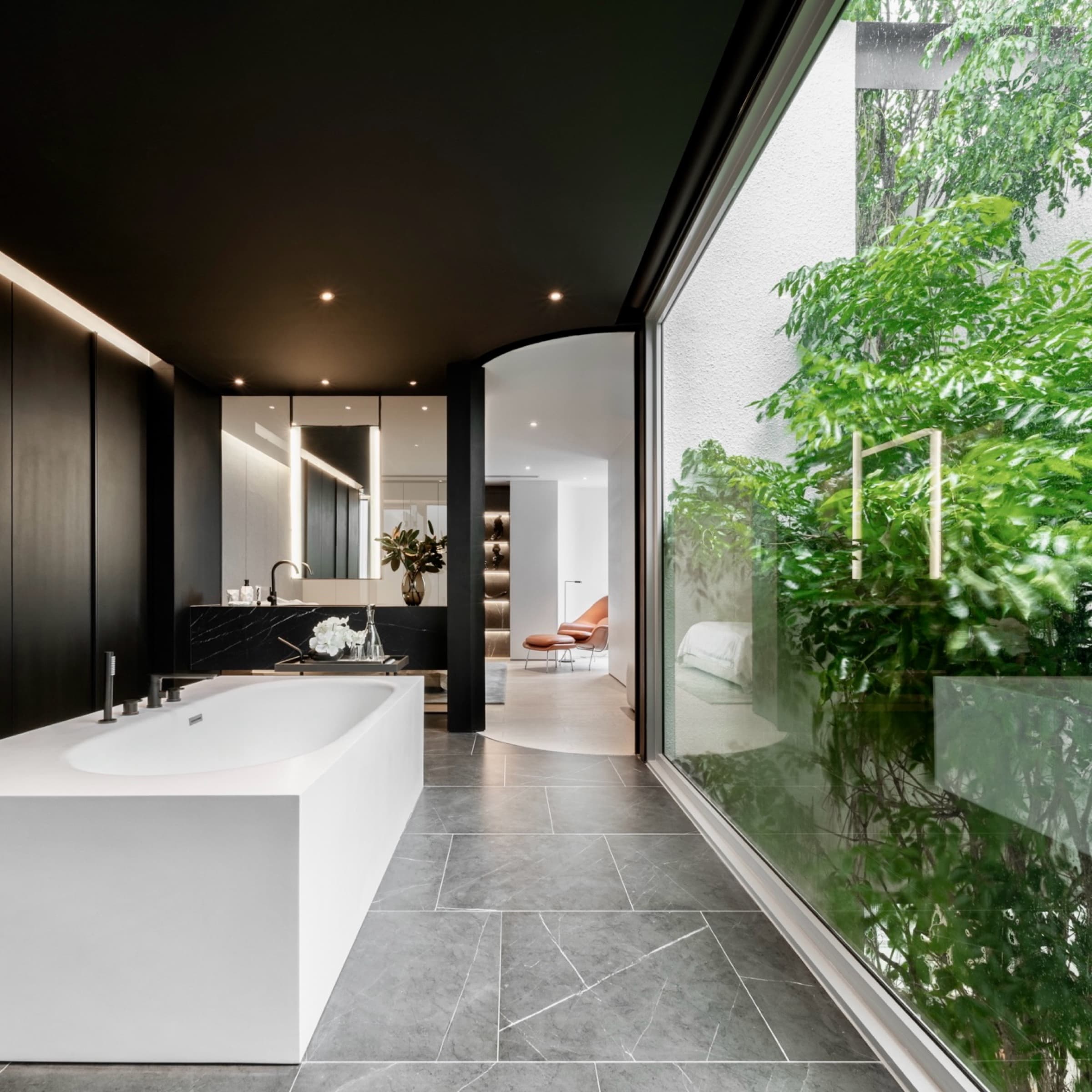 Bathing beside green